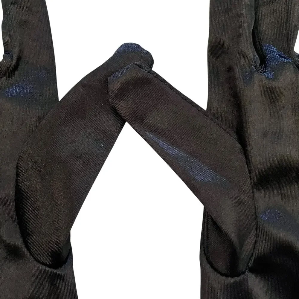 Vintage Black Satin Long Formal Elbow-Length Evening Gloves Size S/M